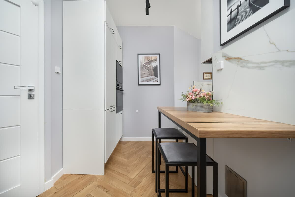 Kitchen with dining area.