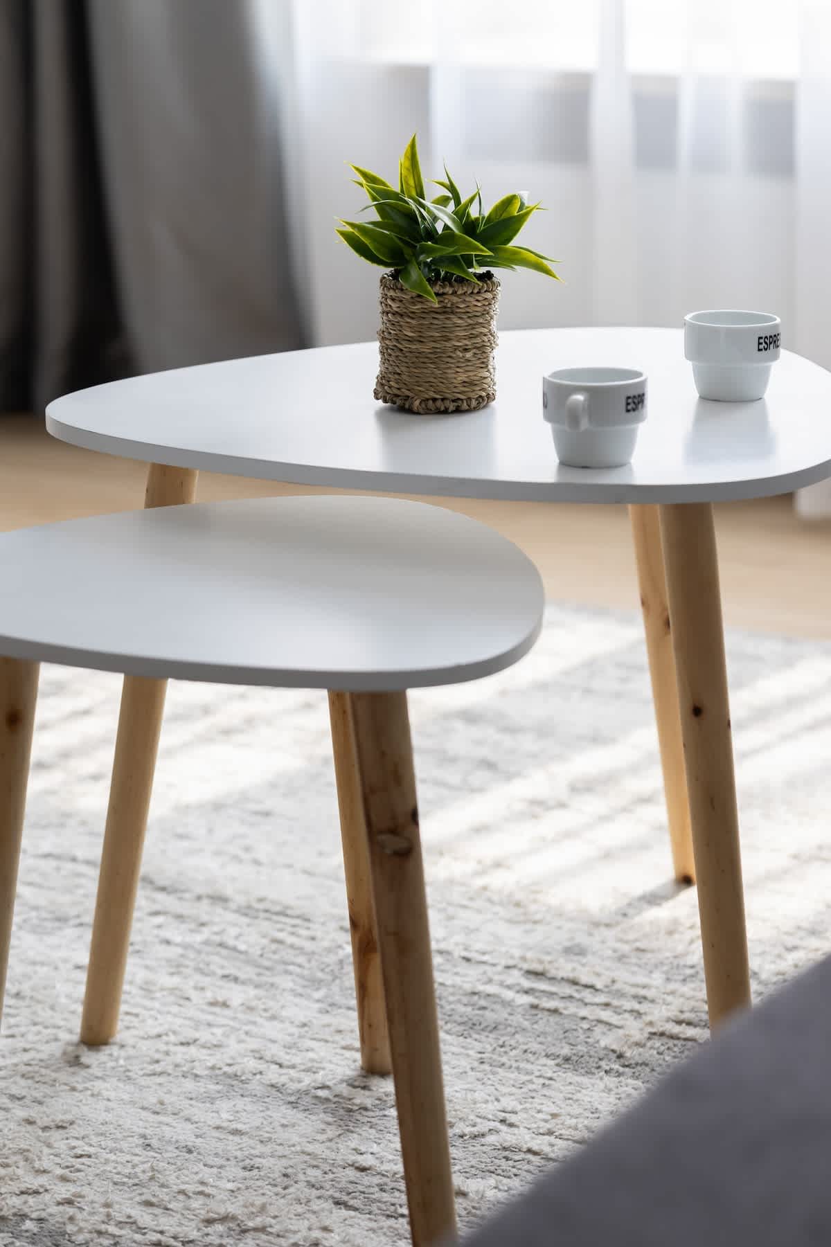 Coffee Table Close-Up – Elegant detail shot of the coffee table setup with decor and warm natural light.