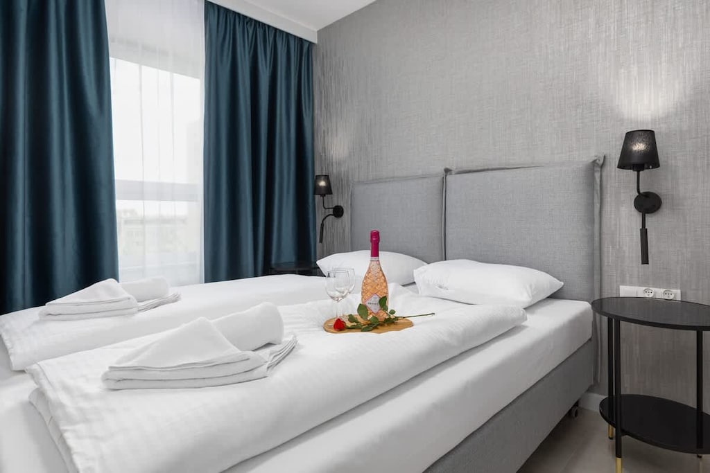 Cozy bedroom in the apartment. 