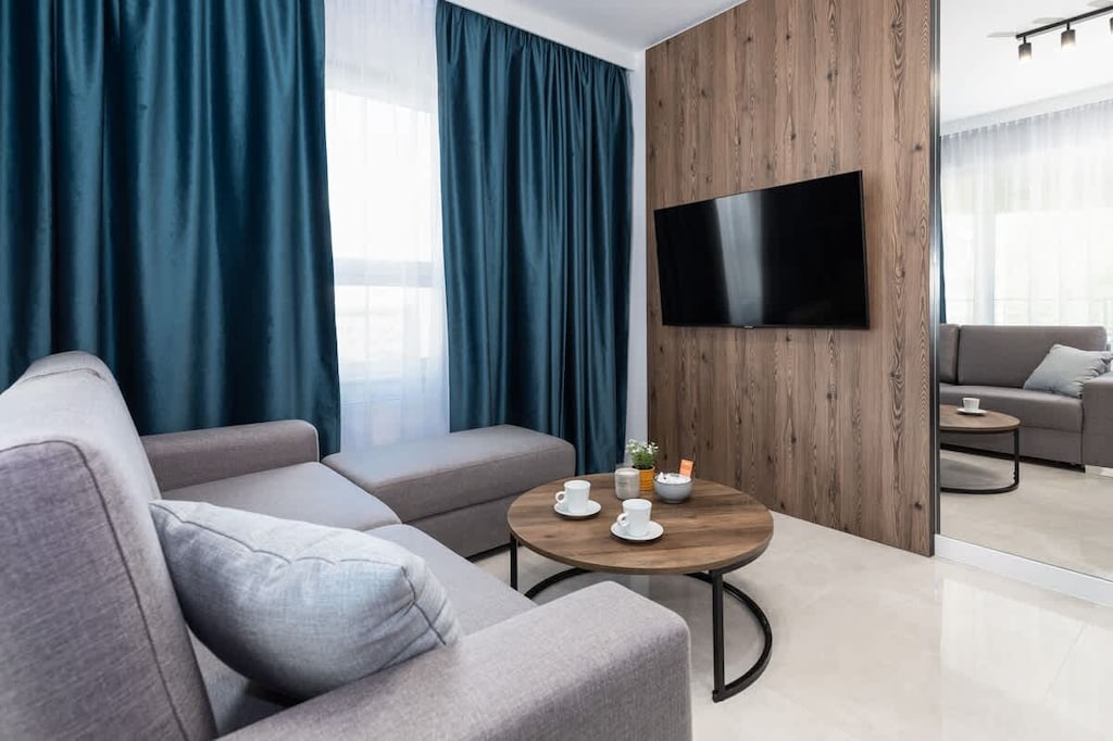 Modern TV in the apartment. 