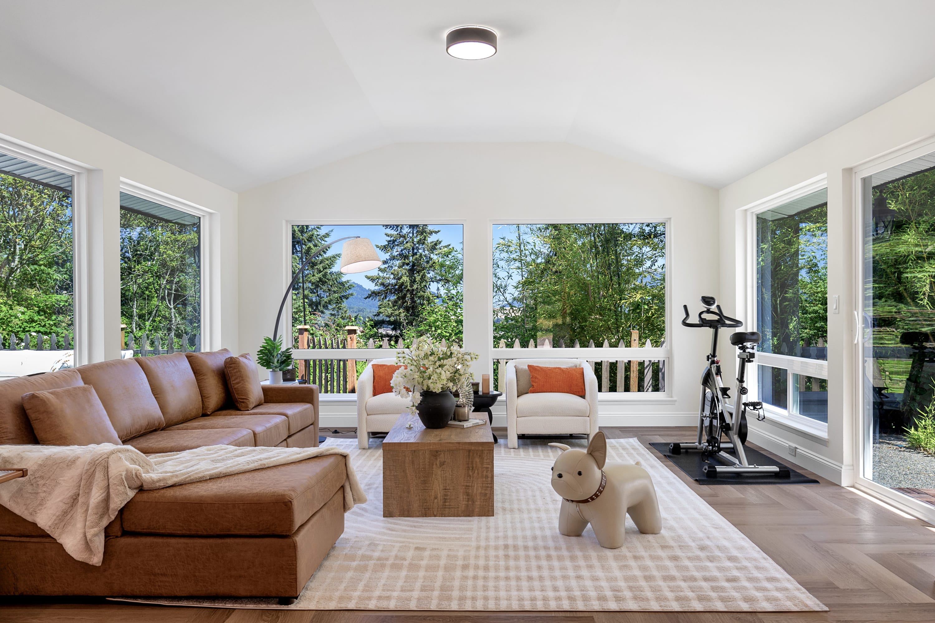 Here is the inviting living room with pretty mountain view