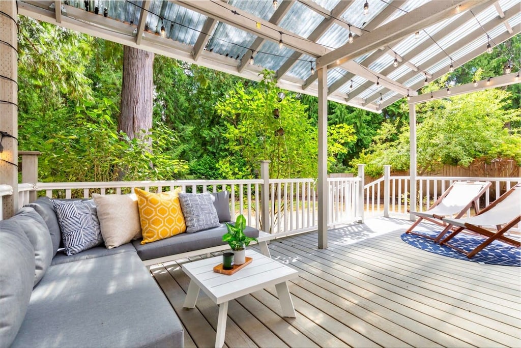 Here is the sunny deck in the backyard for you