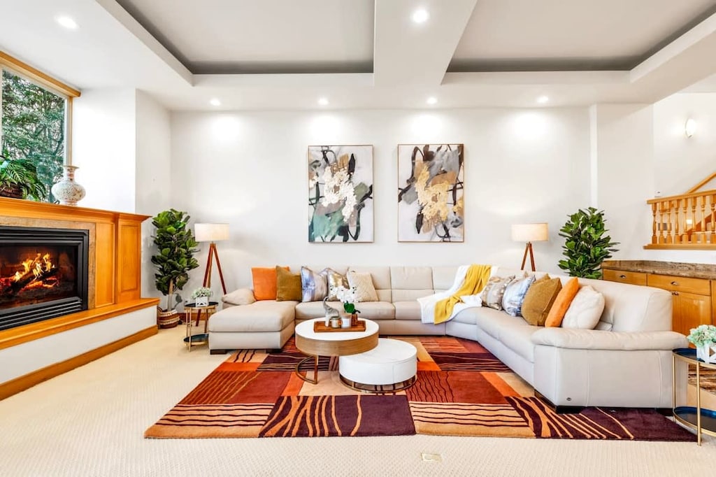 15 feet high ceiling living room. Relax here.