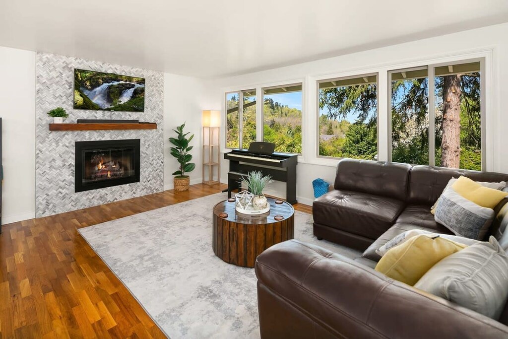 Open concept living room with open view