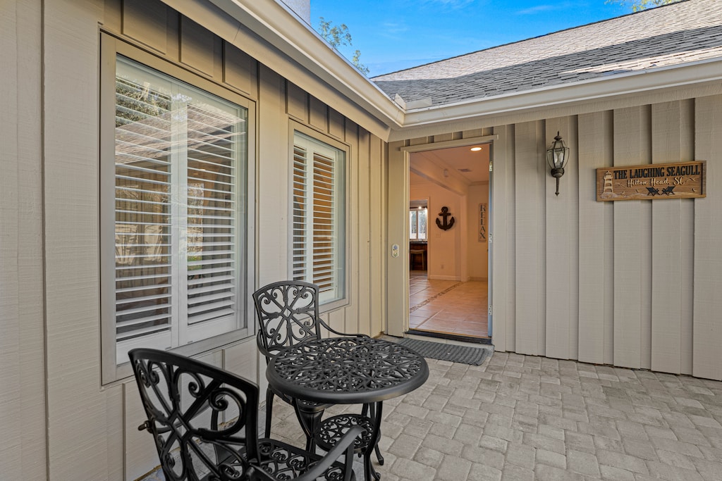 Sip morning coffee or evening wine from your private outdoor sitting area.