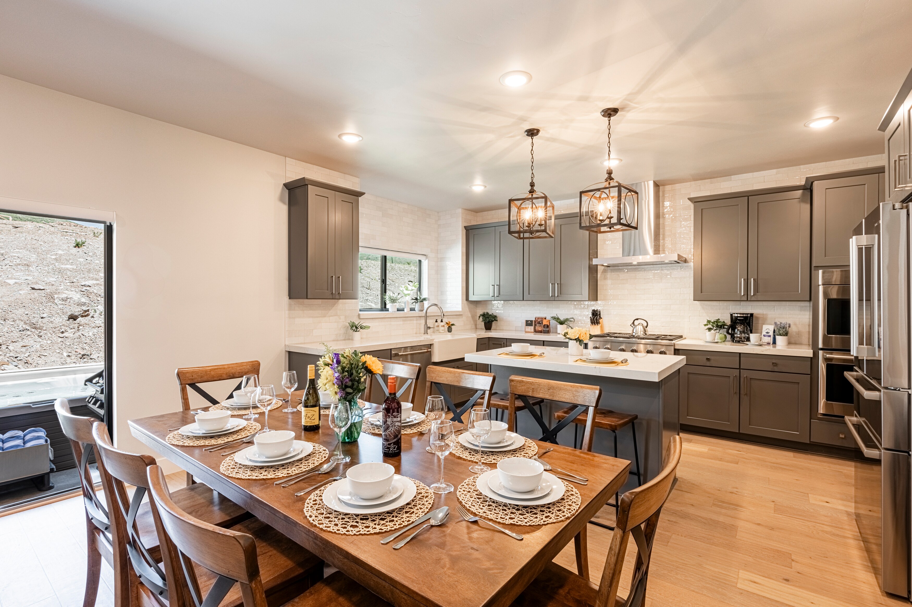 Dining area with seating for 8 and patio access