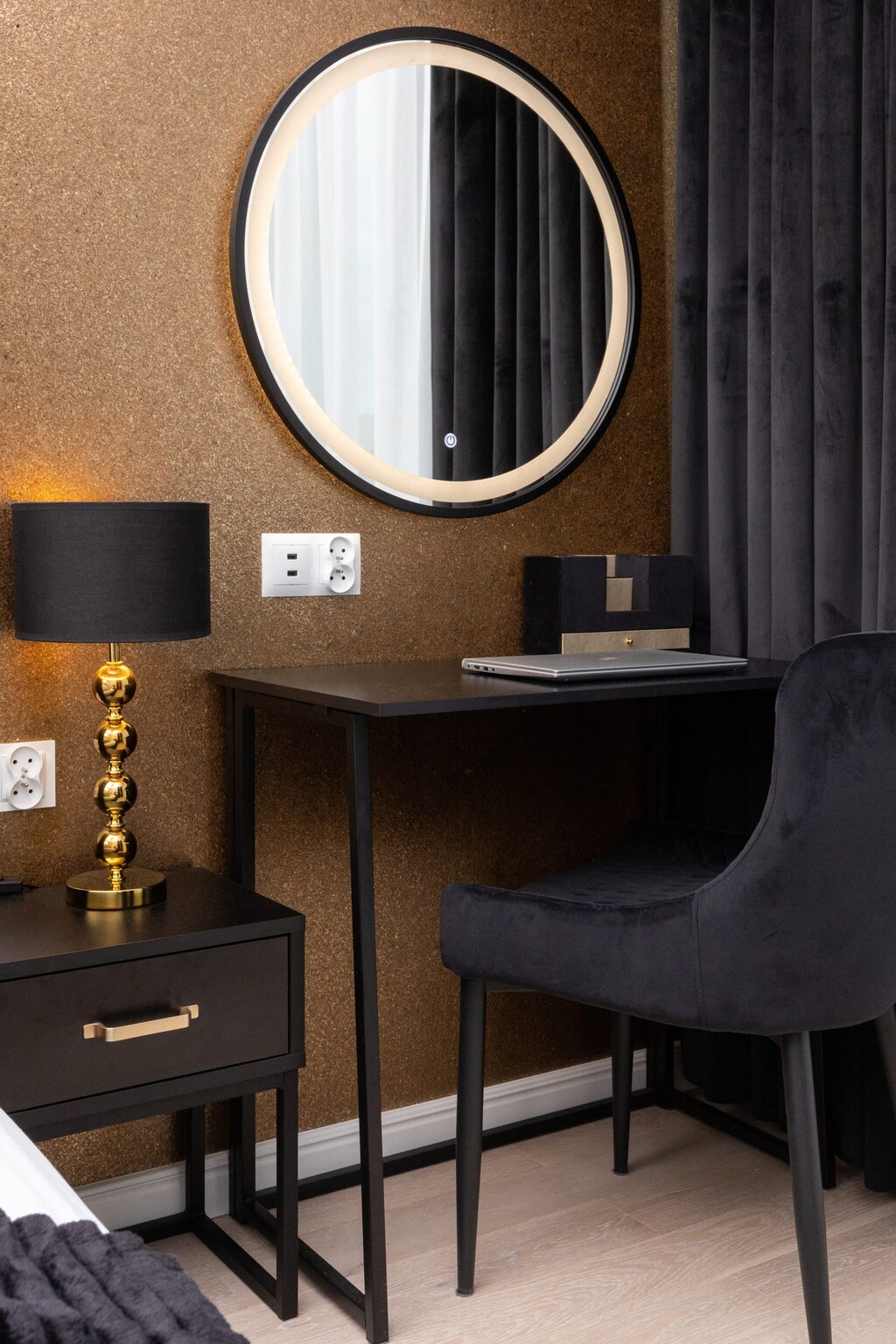 Desk with chair for remote work. 