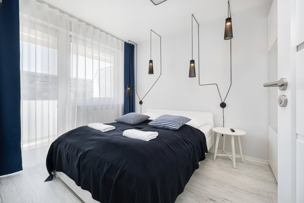 Cozy bedroom in the apartment. 