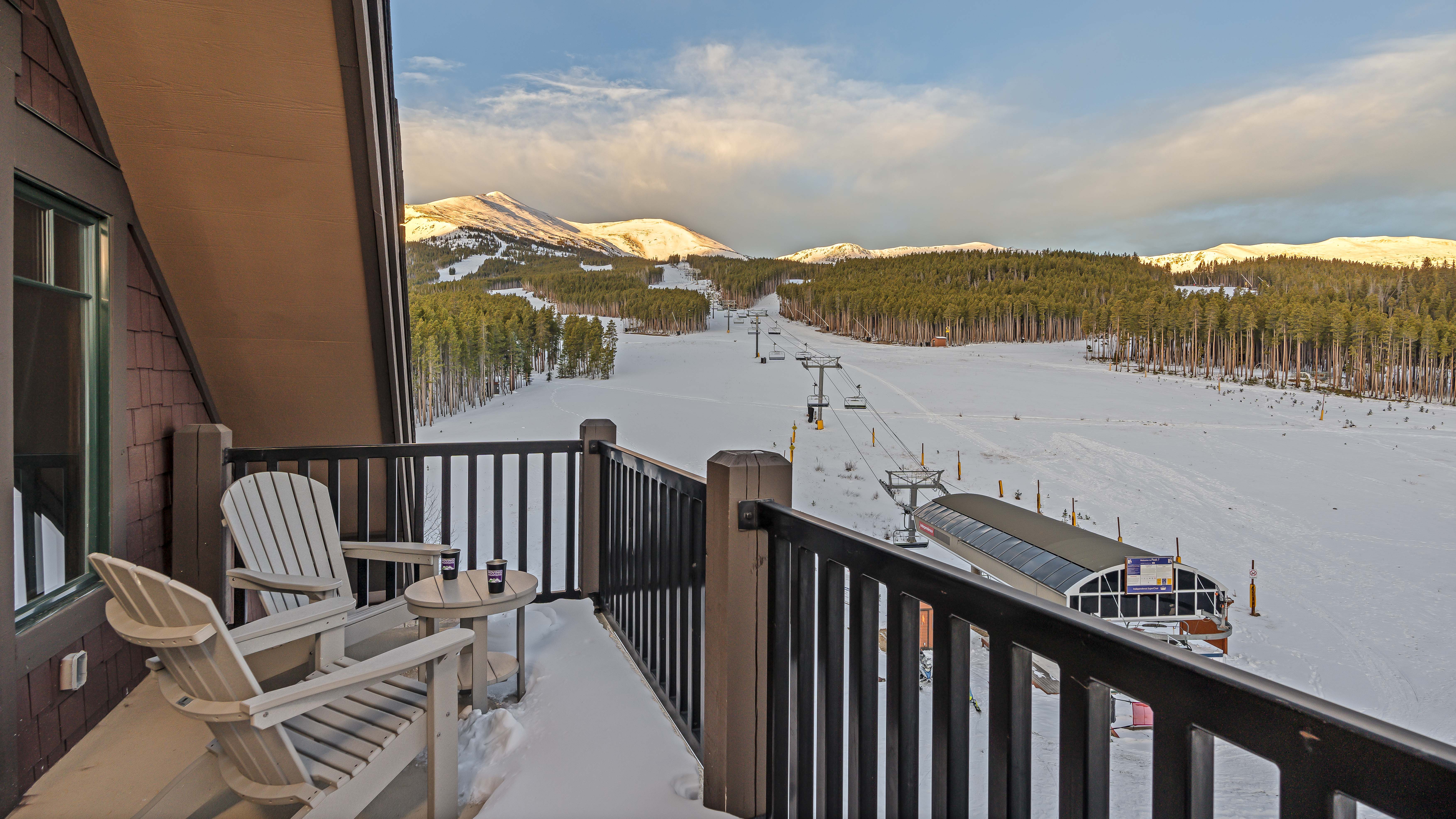 Balcony overlooks Independence Chair at the base of Peak 7!