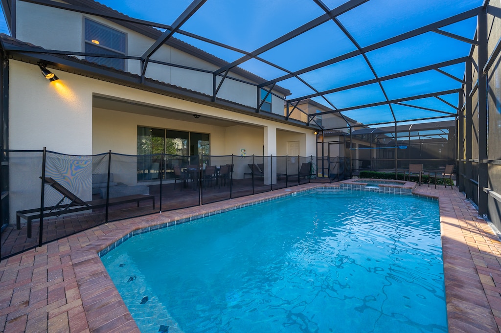 Enjoy our beautiful outdoor area featuring a private pool with optional heating, a BBQ grill, and a spacious dining area.