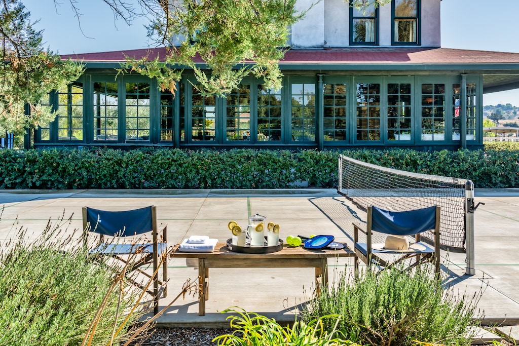 Private Pickleball Court supplied with paddles and balls.