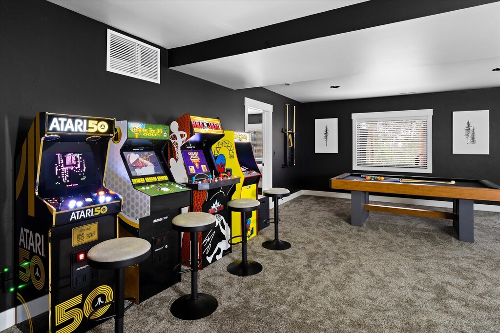 Let the fun begin! With arcade games, foosball, shuffleboard, pool, and air hockey, the ultimate game room has something for everyone—plus a kids' ladder wall gym for the little ones! 