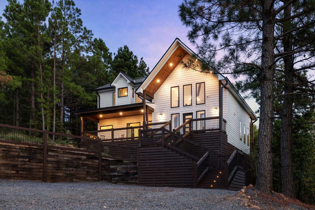 Front of Cozy Bear Retreat cabin up the hill in Carter Mountain West