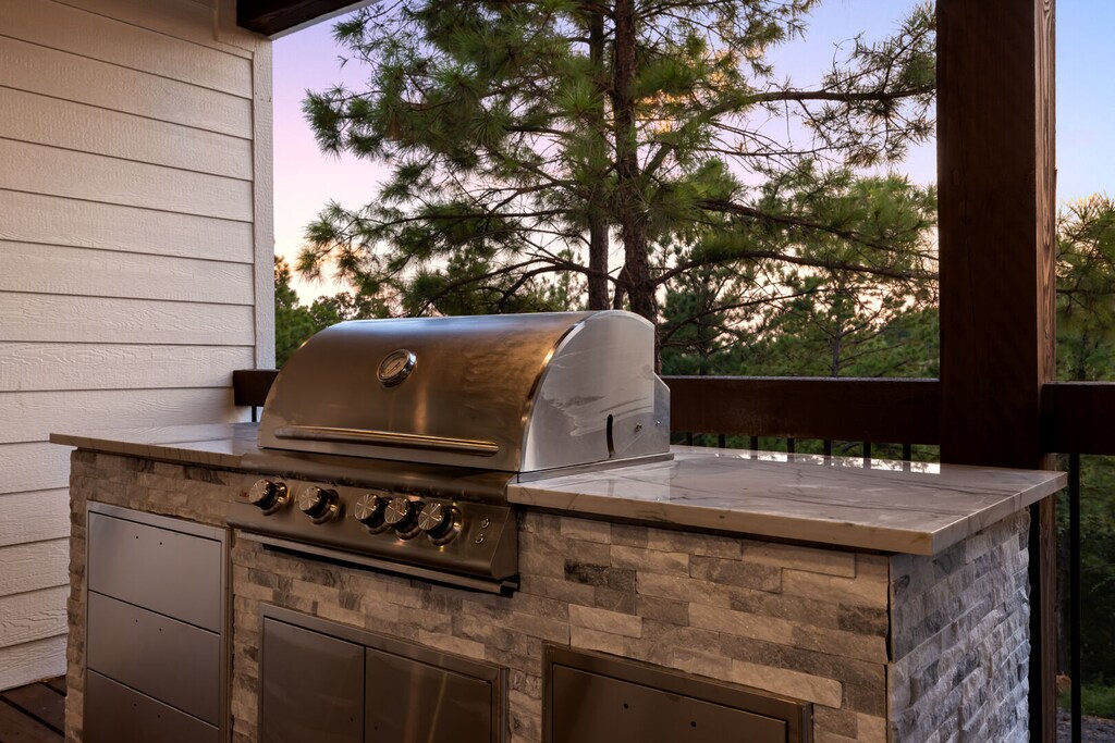 Grill with propane hardwired