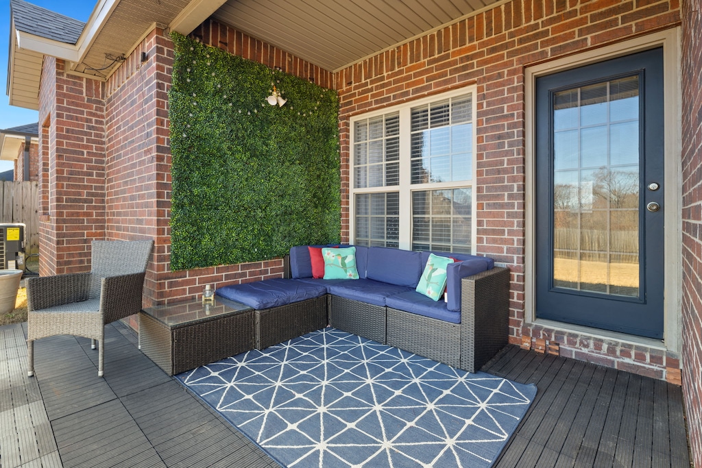 Spend time outside in the private fully fenced in back yard with lounge seating.