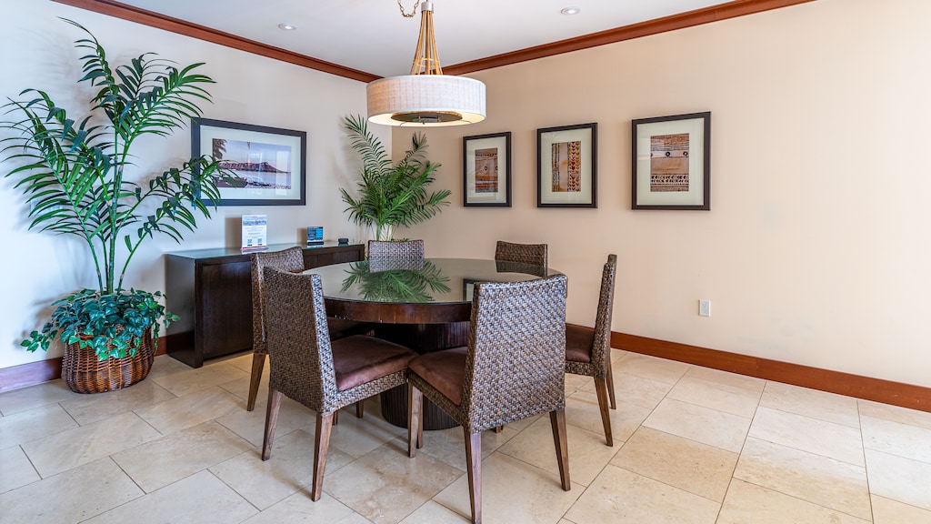 An inviting dining space for six, ideal for entertaining and gathering with loved ones.