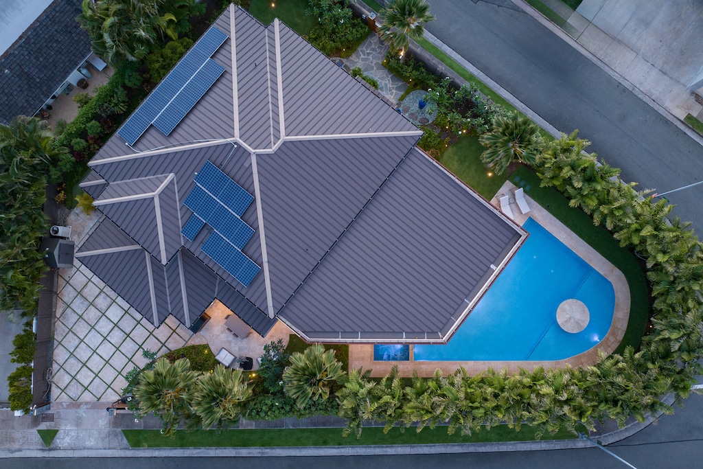 Aerial view capturing the luxurious estate nestled in the prestigious Kahala neighborhood.