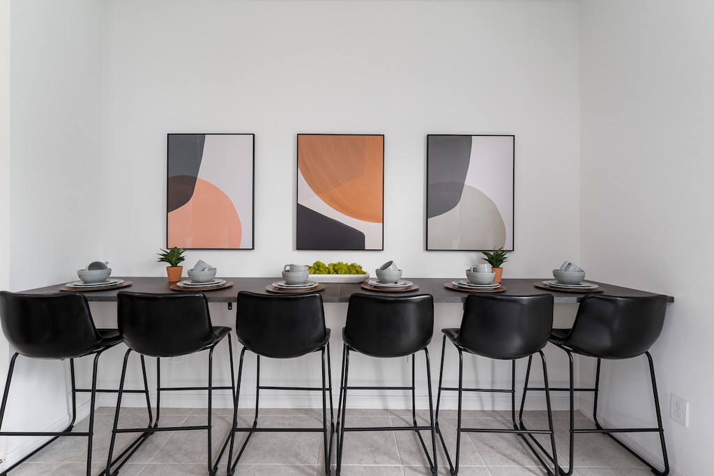 Our dining area comfotably seats 6 people.