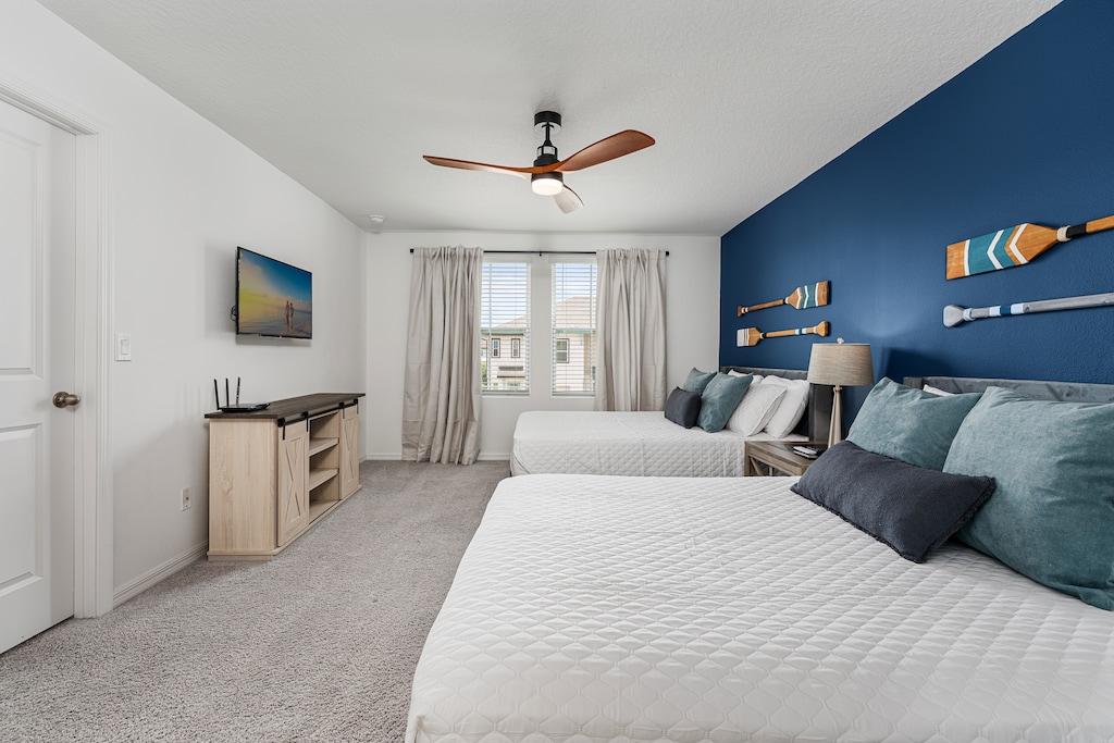 Each bedroom comes with its own TV and closet.