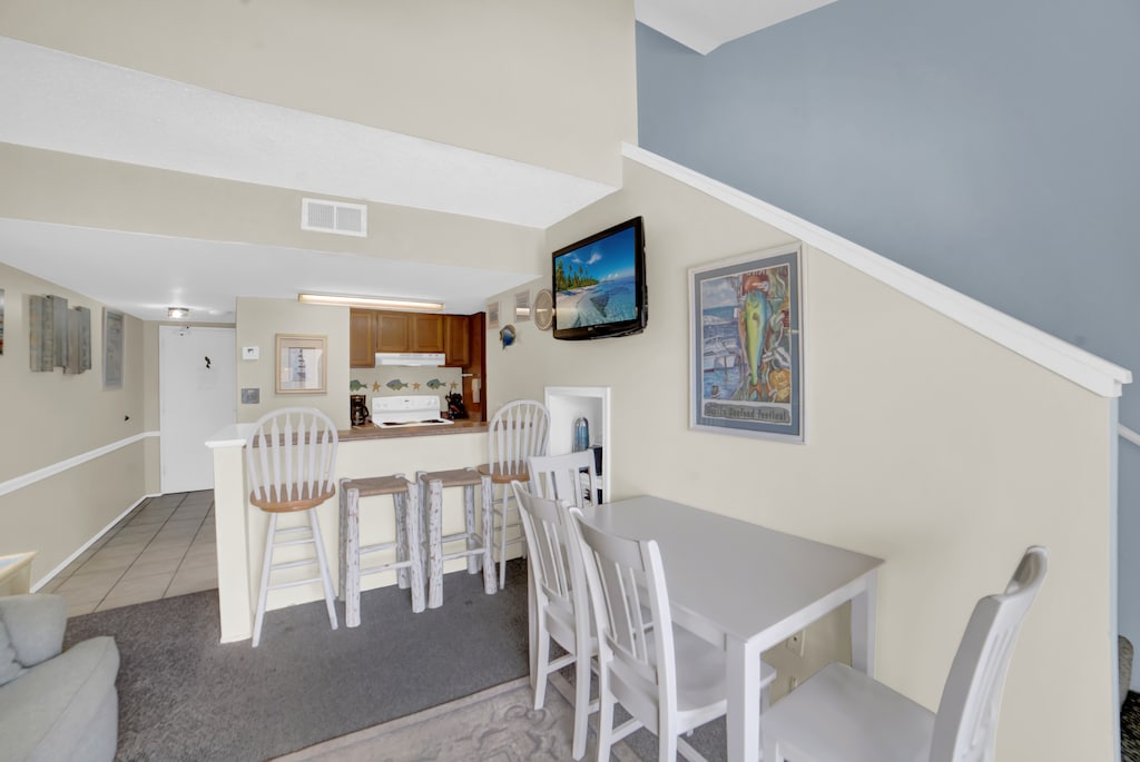 Dining table and kitchen