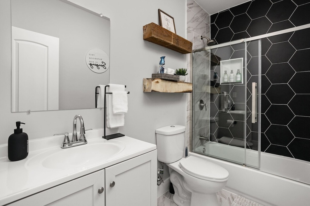 Bathroom: Modern elegance meets functionality with sleek fixtures and stylish decor for your retreat!