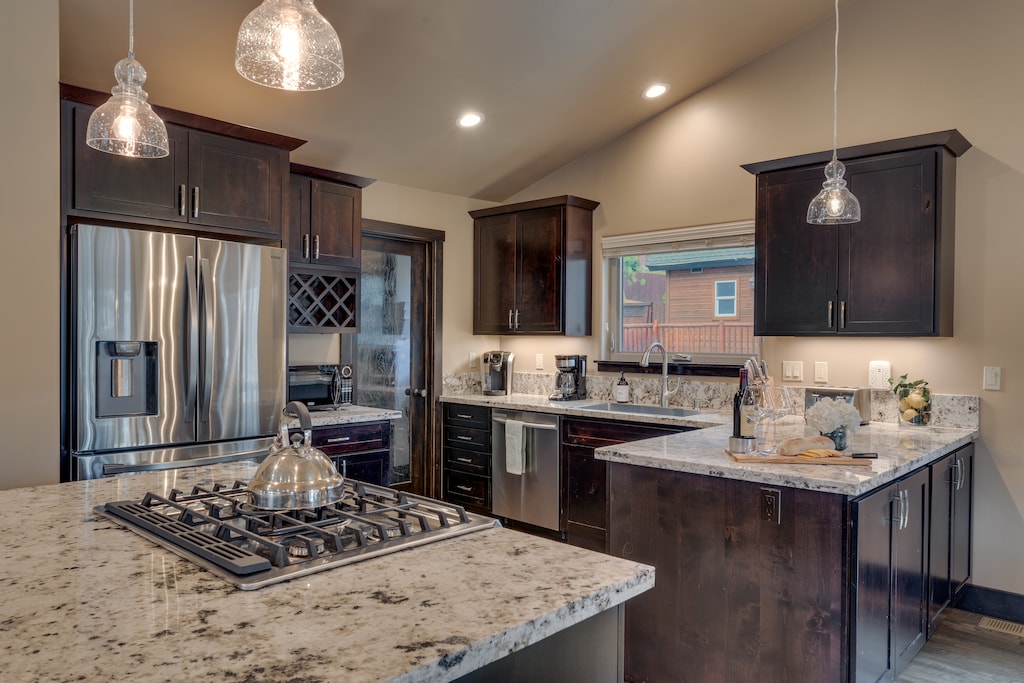 Kitchen area with stainless steel appliances