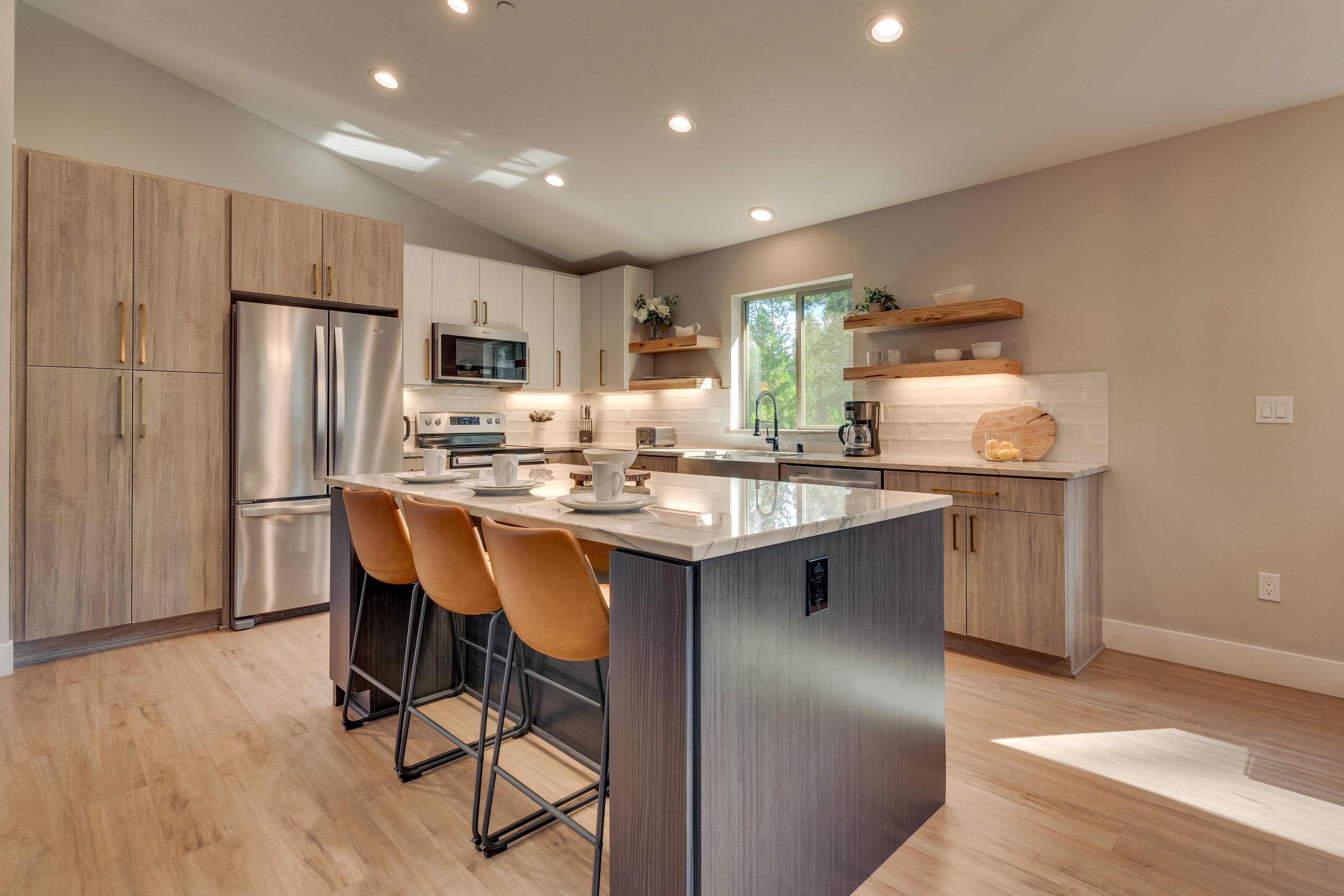 Kitchen with stainless steel appliances