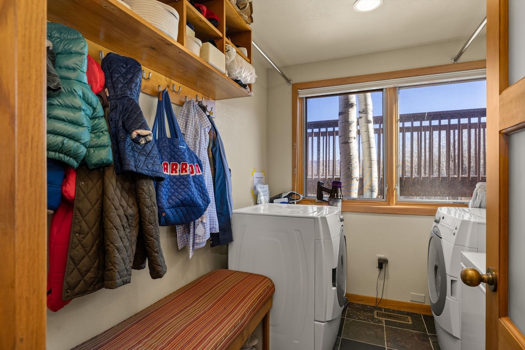 Your dedicated mudroom and laundry space keeps your mountain gear organized and ready for adventure, with plenty of storage for jackets and equipment plus convenient washer and dryer.