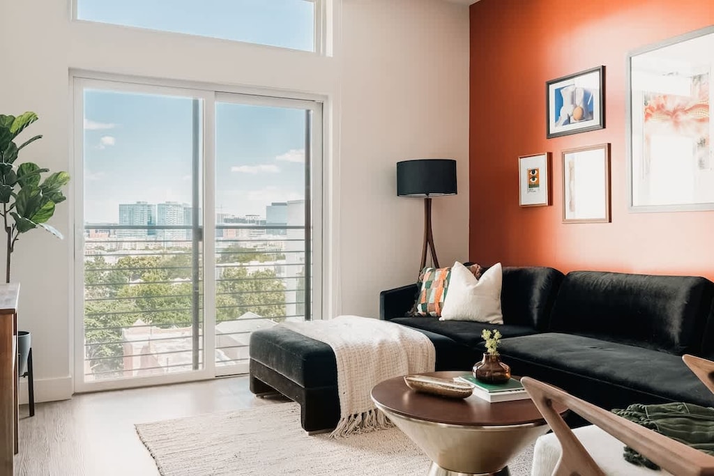 Living area with city views