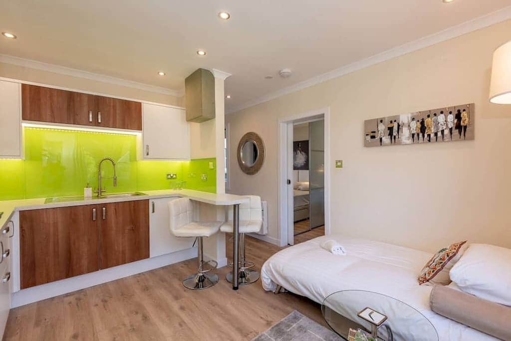 Kitchen with sofa bed