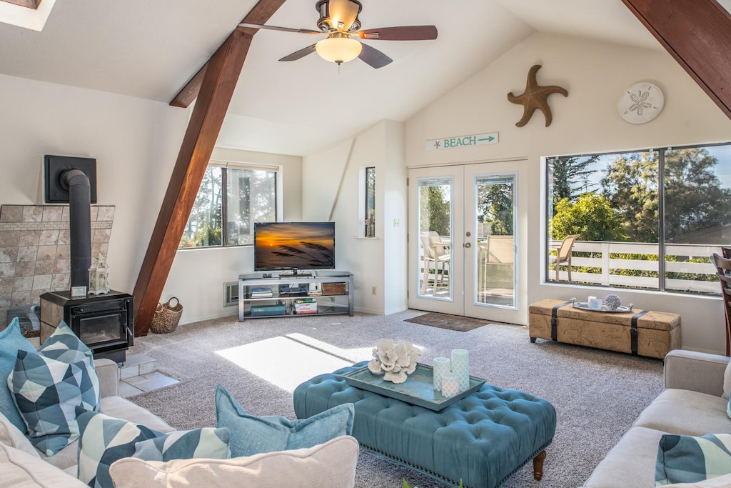Upstairs Great Room with TV (Wood-Stove Decorative Only)