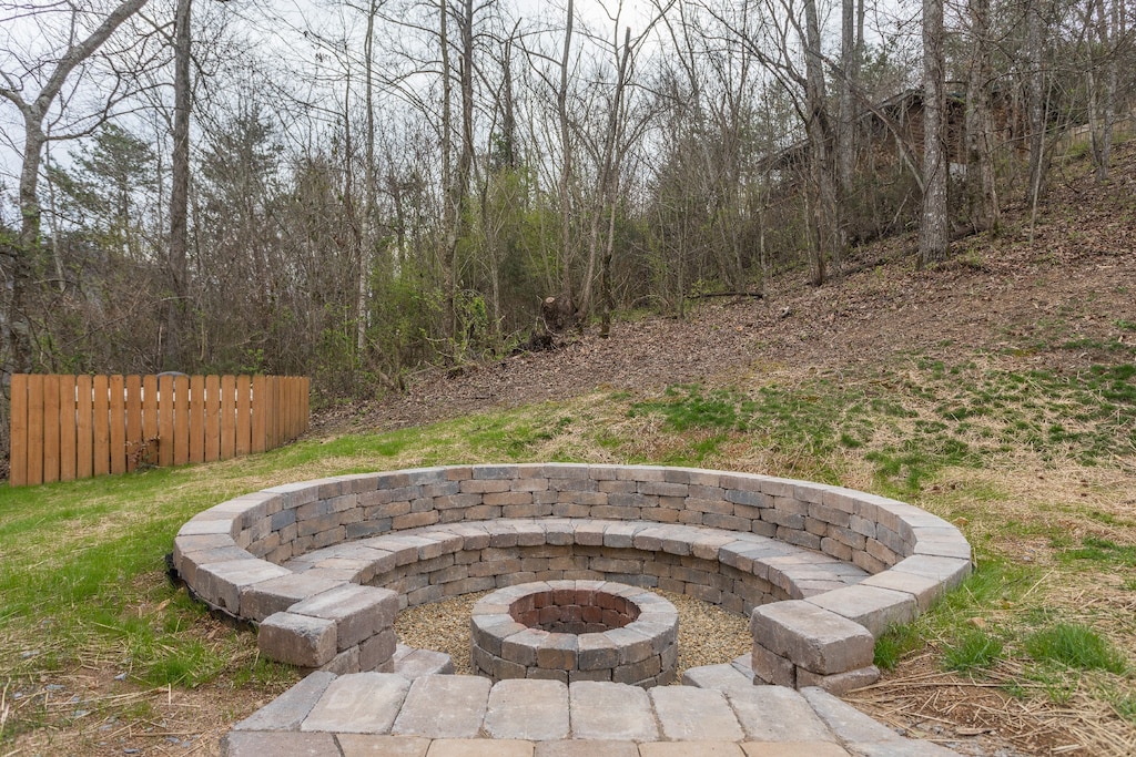 Fire pit built into the hillside