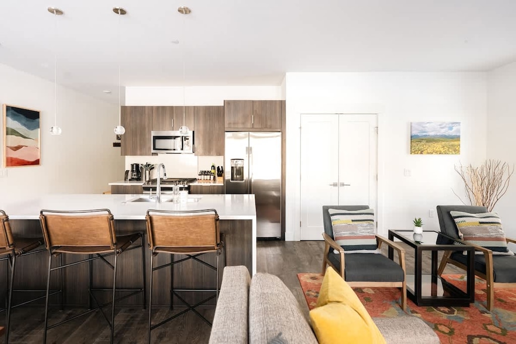 Kitchen and living area seating