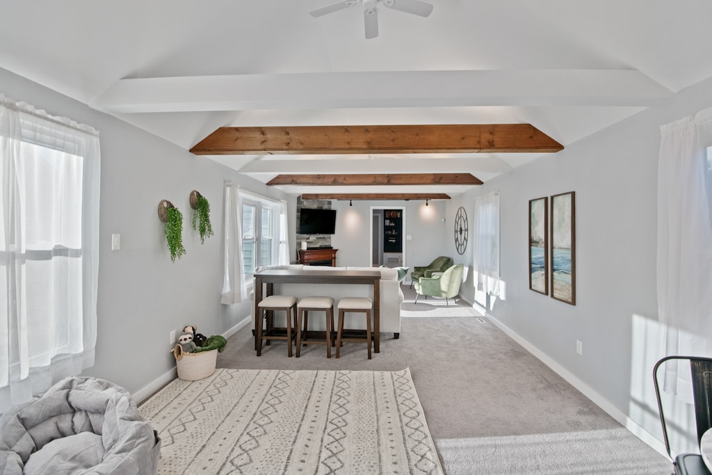 This is our "great room." A naturally lit, vaulted ceiling, living space perfect for cuddling up and spending quality time with family.