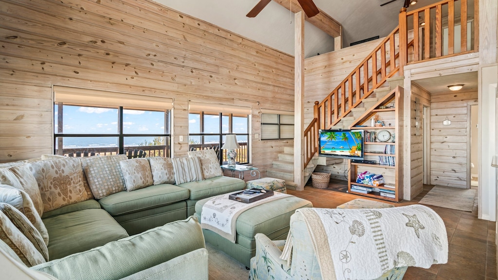 View of the stairs leading to the upstairs.