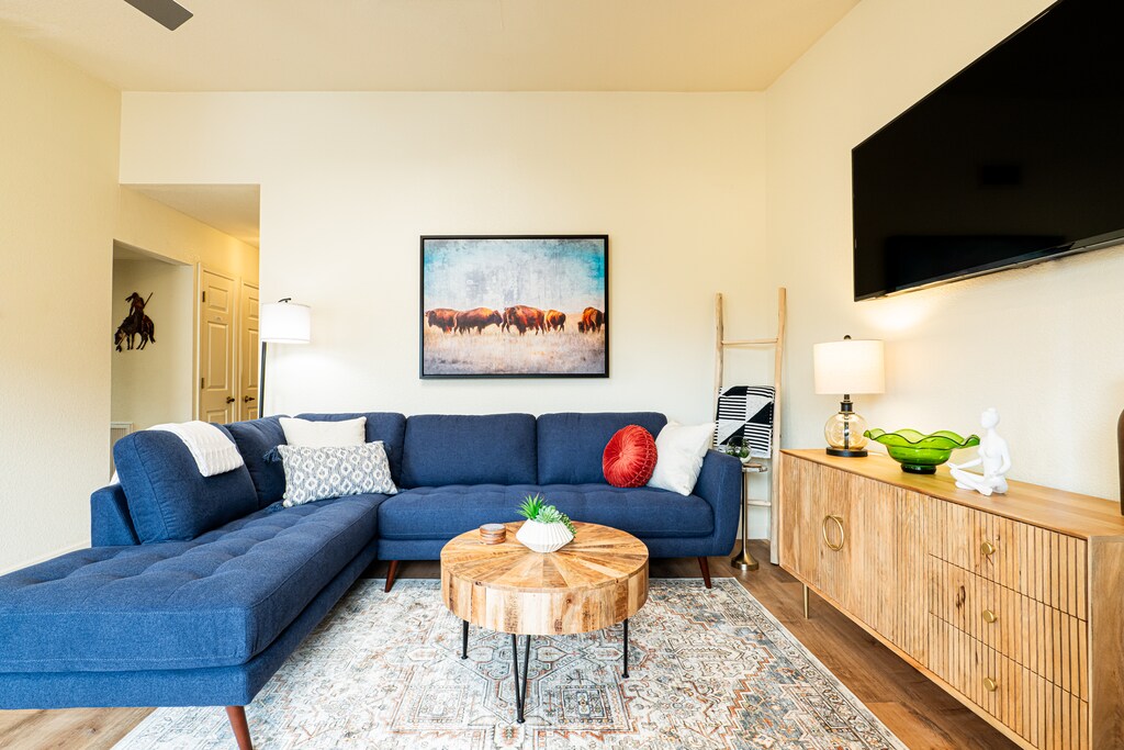Living Room with Comfortable Seating and TV