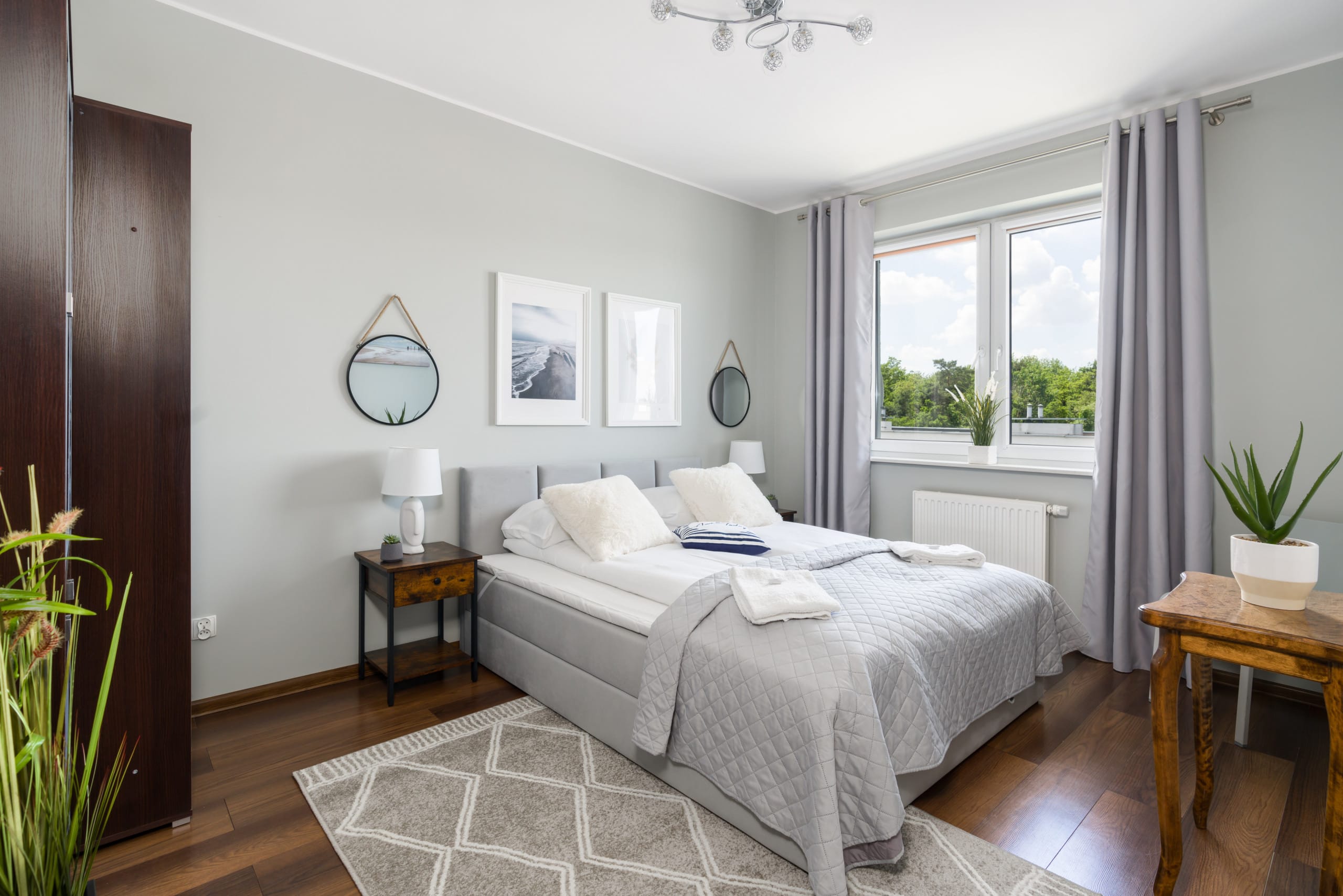 Cozy bedroom in the apartment. 