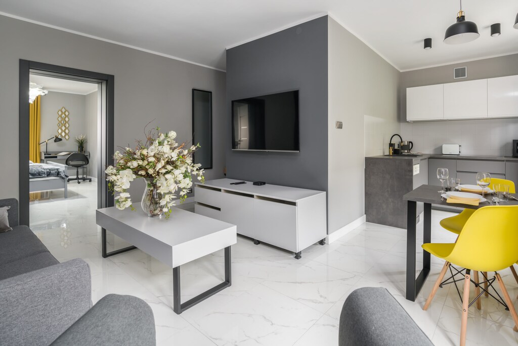 Modern TV in the apartment. 