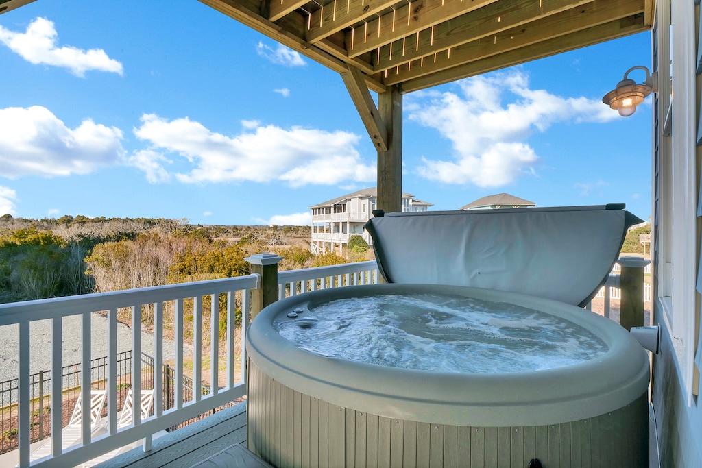 Hot tub on your private deck awaits