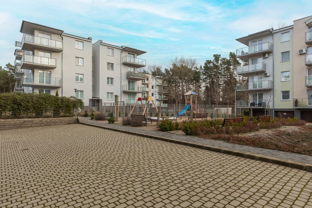 A view of the facility building and its surroundings.