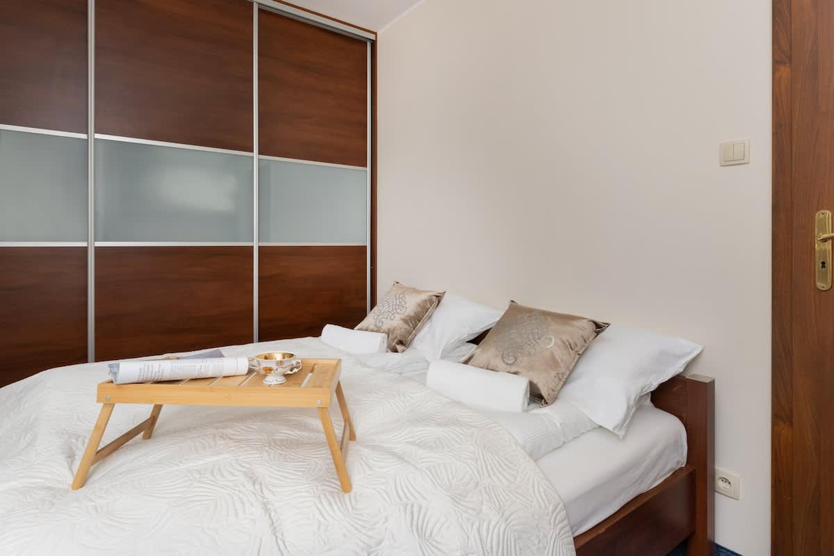 Cozy bedroom in the apartment. 