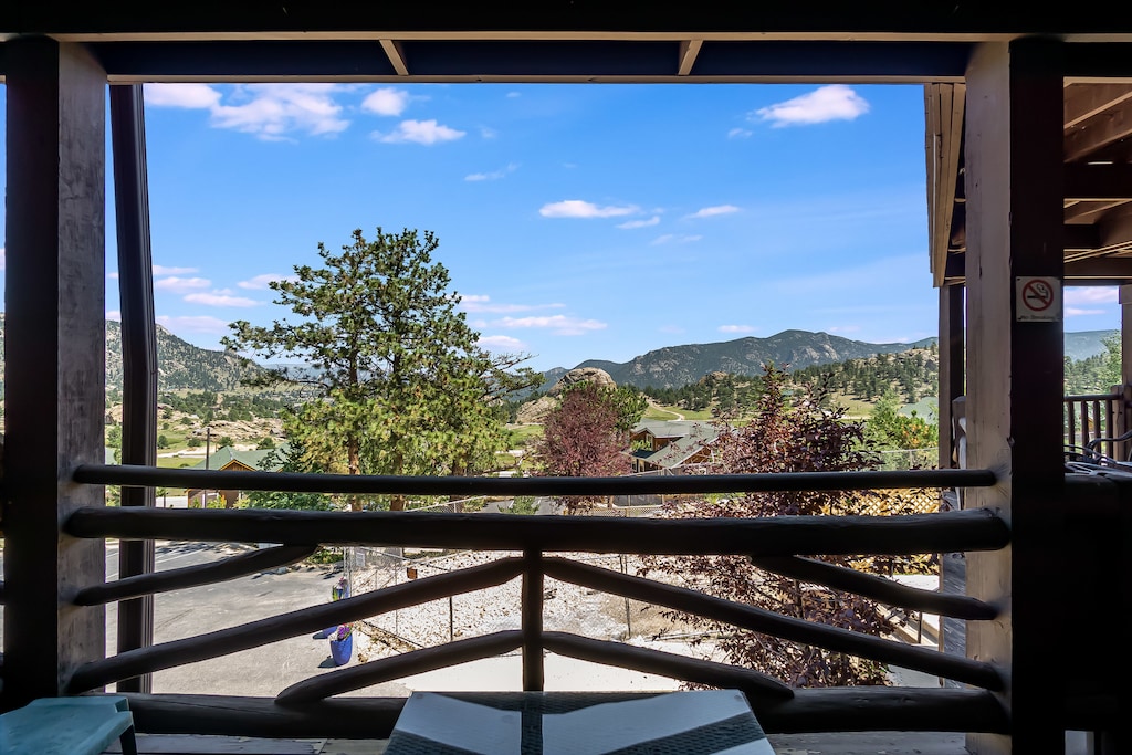 Enjoy beautiful mountain views from the condo's deck.