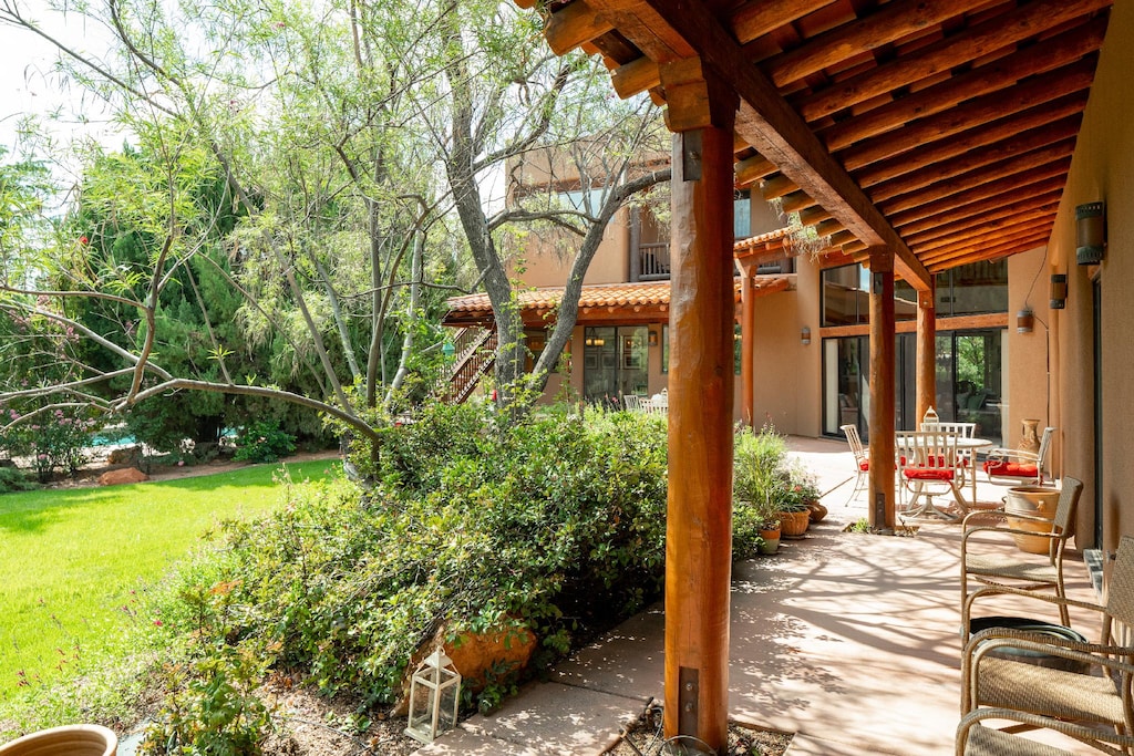 In true Hacienda flavor, this home has many covered patios, private conversation areas and sitting areas for each bedroom, Perfect for enjoying the Amazing views.