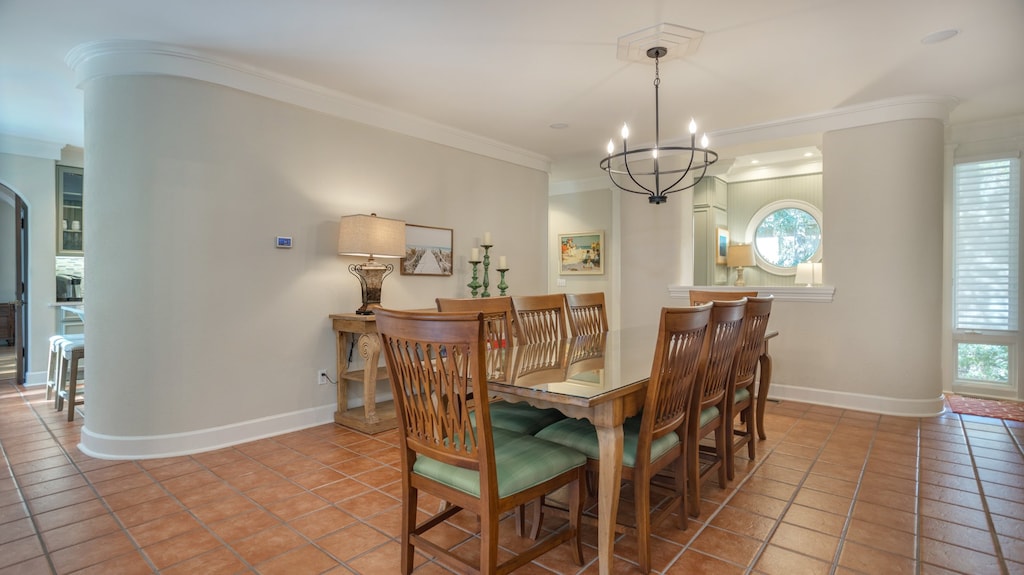 Elegant island dining room