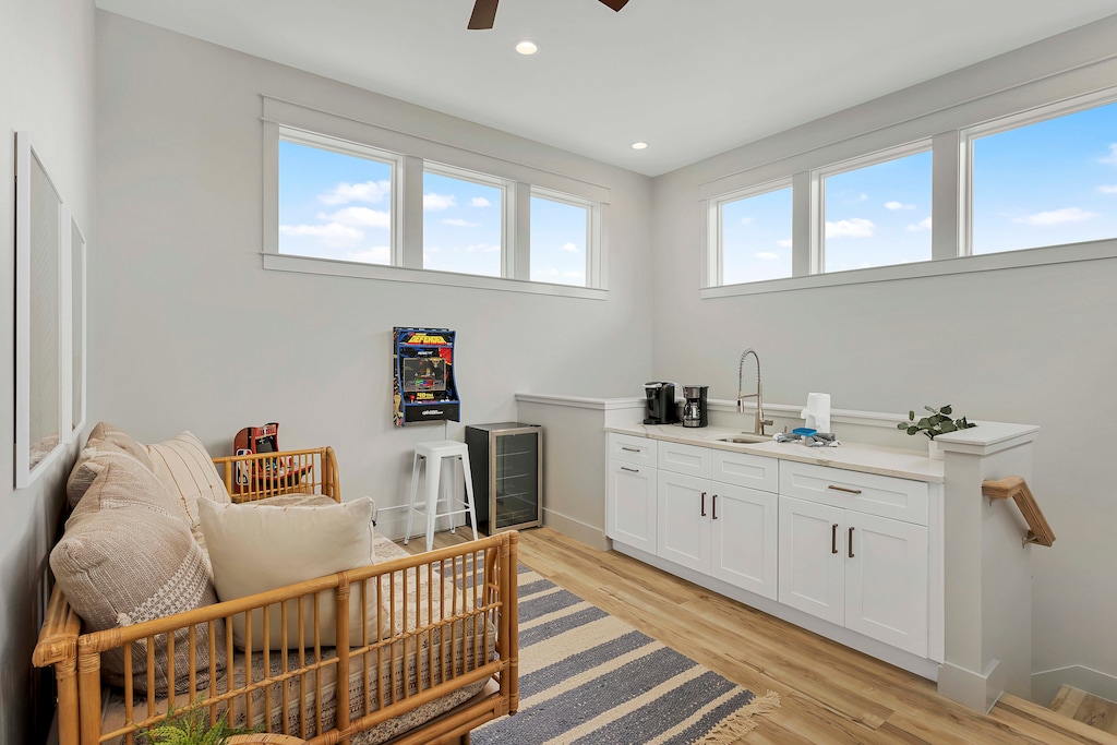 3rd floor living area comes equipped with a kitchenette and game area for the kids!