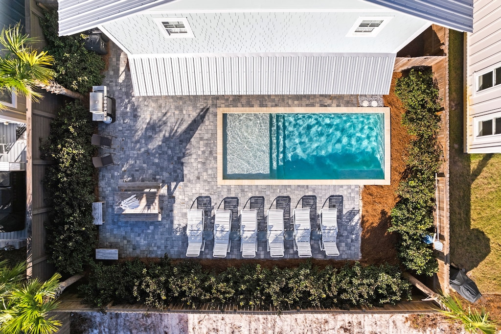 Aerial view of the outdoor amenities.