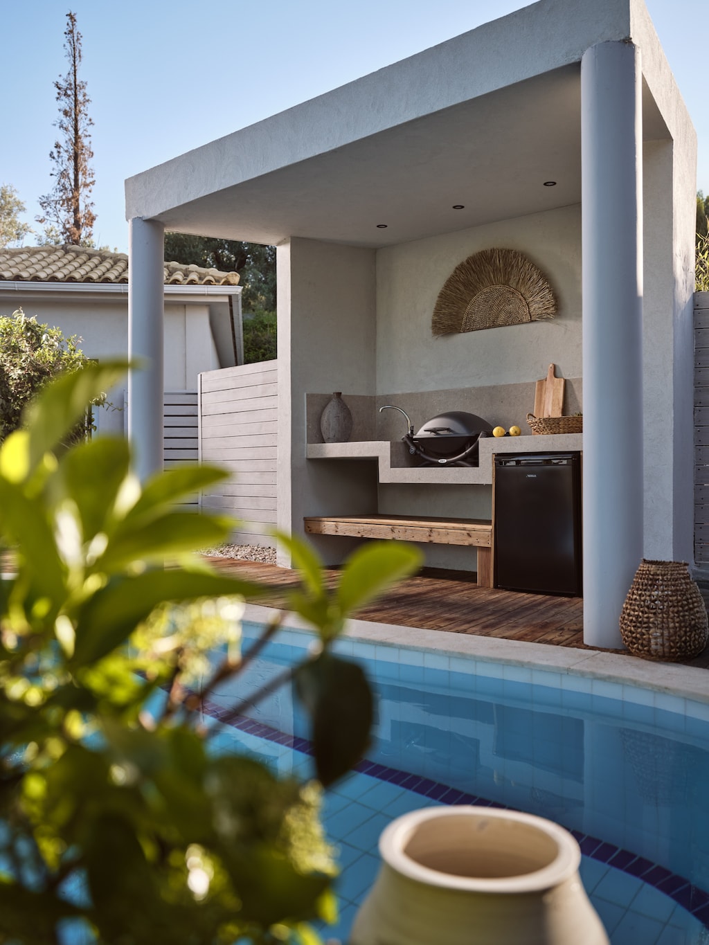 A culinary haven with breathtaking surroundings and a well-equipped outdoor kitchen.