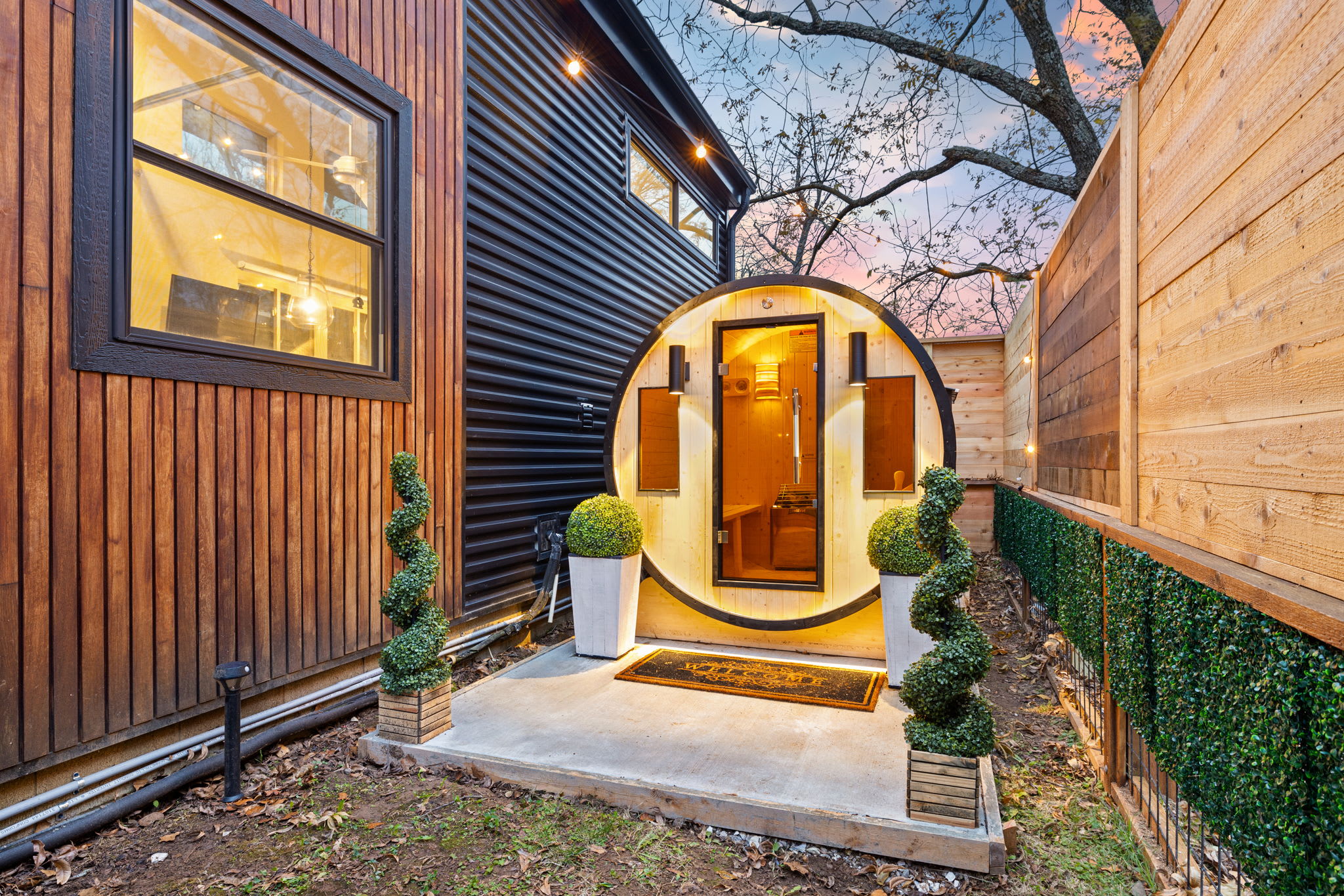 Enjoy a private sauna in the backyard!