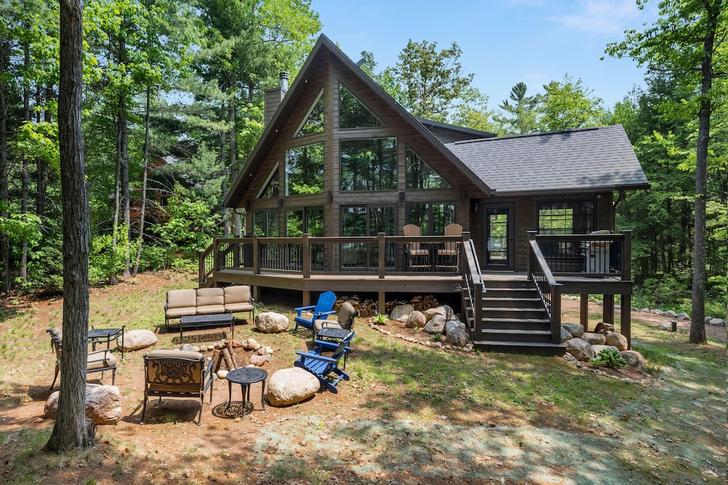 Backyard With Firepit Viewing House