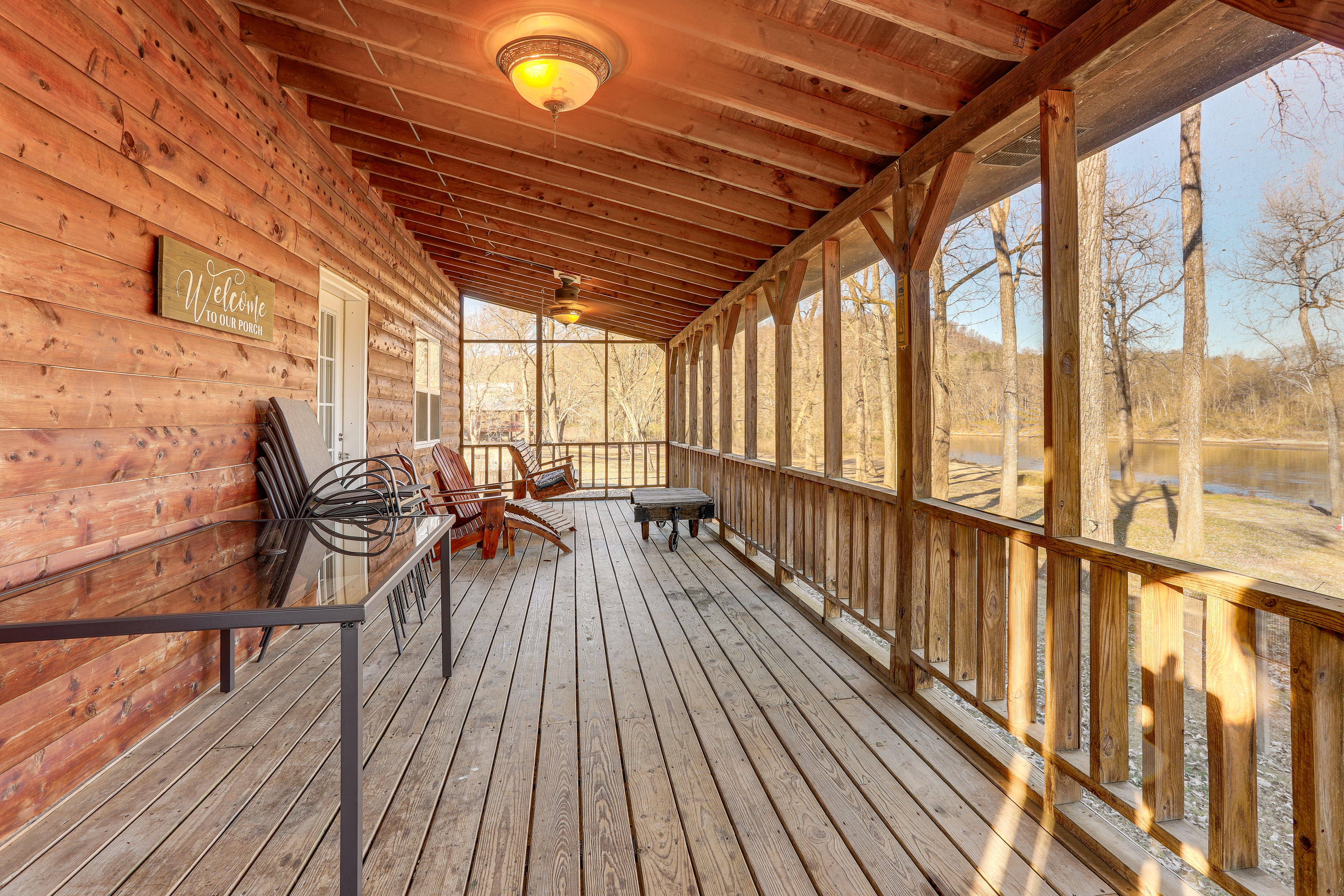 Fire Pit, Screened Deck: Riverfront Ozarks Cabin!